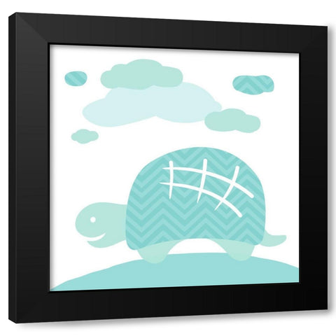 Turtle Fun Black Modern Wood Framed Art Print by Villa, Mlli