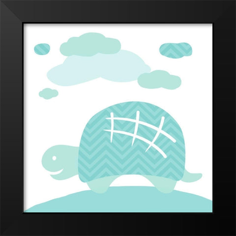 Turtle Fun Black Modern Wood Framed Art Print by Villa, Mlli
