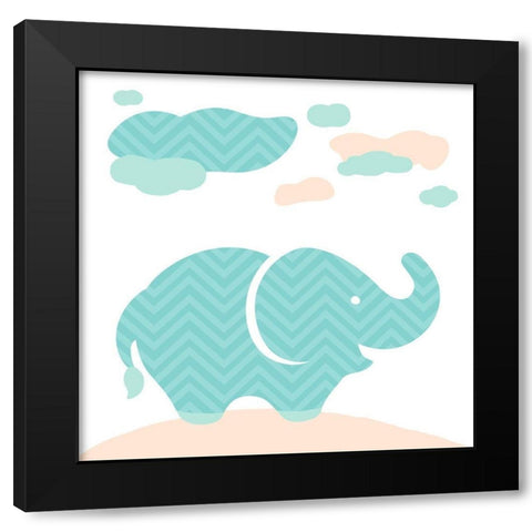 Elephant Fun Cream Black Modern Wood Framed Art Print with Double Matting by Villa, Mlli