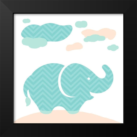 Elephant Fun Cream Black Modern Wood Framed Art Print by Villa, Mlli