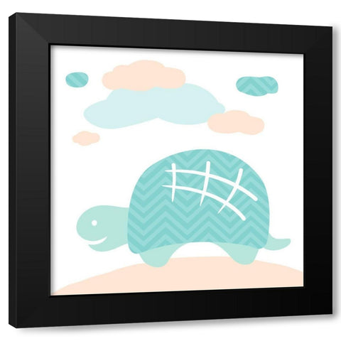 Turtle Fun Cream Black Modern Wood Framed Art Print by Villa, Mlli