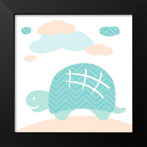 Turtle Fun Cream Black Modern Wood Framed Art Print by Villa, Mlli