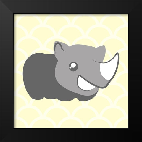 Rhino Yellow Black Modern Wood Framed Art Print by Villa, Mlli