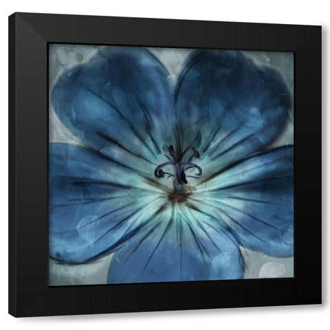 Uplifting Blue Flower Black Modern Wood Framed Art Print with Double Matting by Villa, Mlli