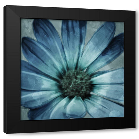 Uplifting Blue Flower Mate Black Modern Wood Framed Art Print with Double Matting by Villa, Mlli