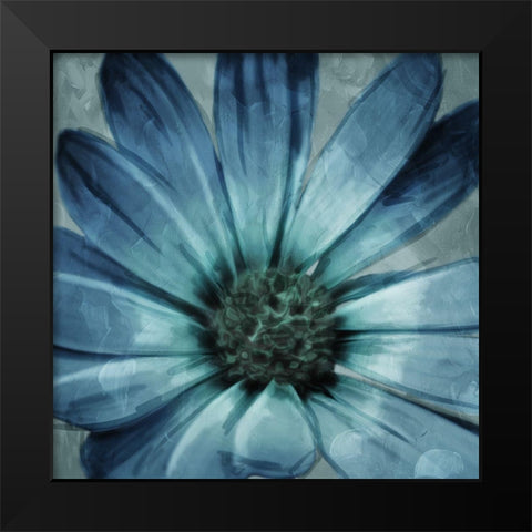 Uplifting Blue Flower Mate Black Modern Wood Framed Art Print by Villa, Mlli