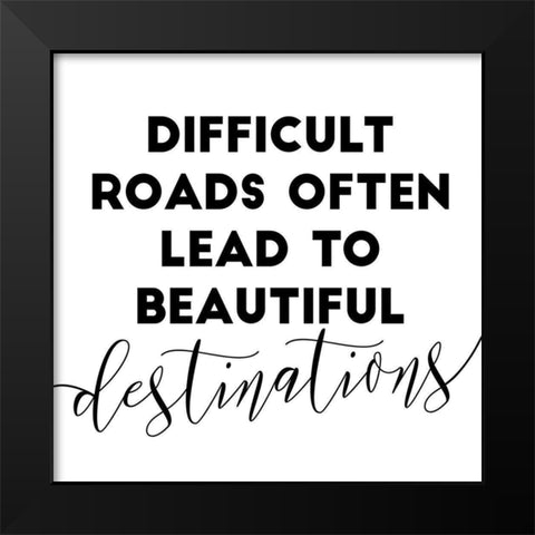 Destination Simple Black Modern Wood Framed Art Print by Villa, Mlli