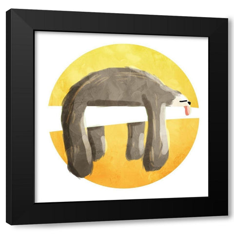Sleep Sloth Black Modern Wood Framed Art Print with Double Matting by Villa, Mlli