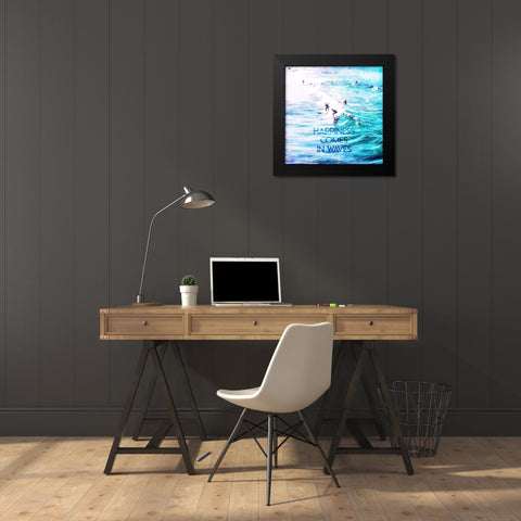 Happiness Comes In Waves Black Modern Wood Framed Art Print by Villa, Mlli