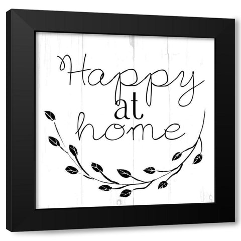 Happy At Home Bw Black Modern Wood Framed Art Print with Double Matting by Villa, Mlli