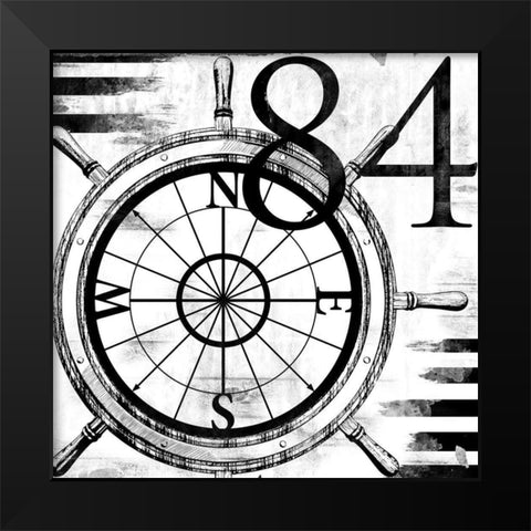 Coastal Compass Black Modern Wood Framed Art Print by Villa, Mlli