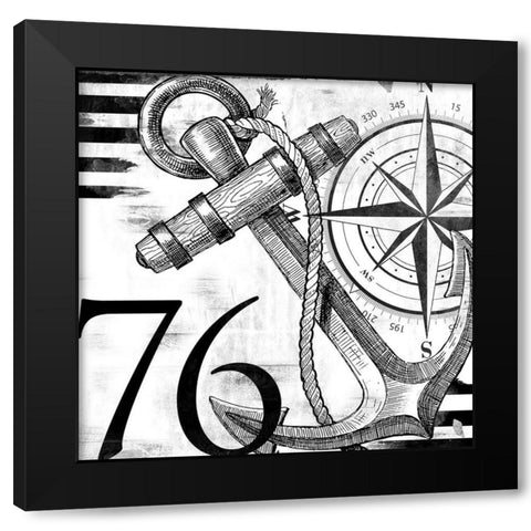 Coastal Anchor Black Modern Wood Framed Art Print with Double Matting by Villa, Mlli