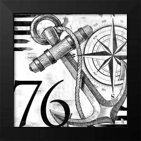 Coastal Anchor Black Modern Wood Framed Art Print by Villa, Mlli