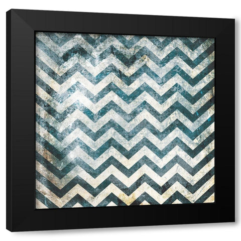 Textured Blue Pattern Black Modern Wood Framed Art Print by Villa, Mlli