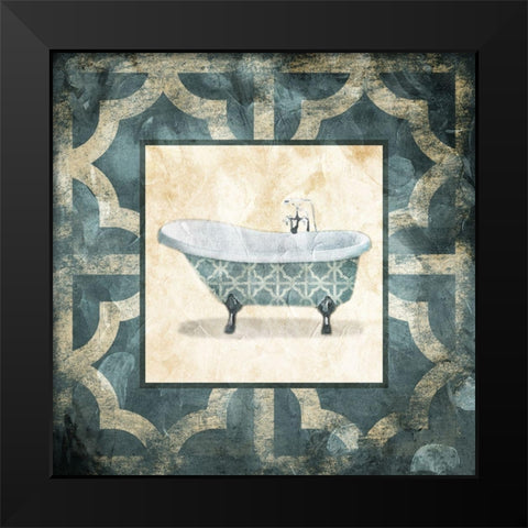 Muted Blue Bath Black Modern Wood Framed Art Print by Villa, Mlli