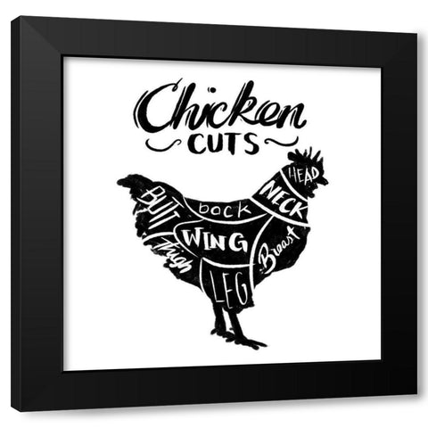 Chicken Cuts Reverse Black Modern Wood Framed Art Print by Villa, Mlli