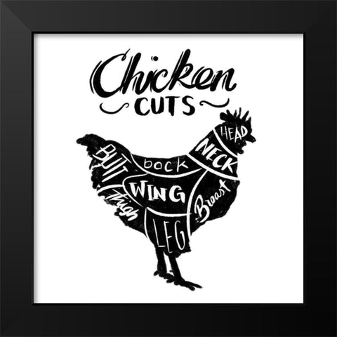 Chicken Cuts Reverse Black Modern Wood Framed Art Print by Villa, Mlli