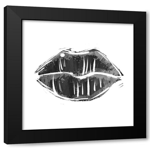 Black Lips Black Modern Wood Framed Art Print with Double Matting by Villa, Mlli