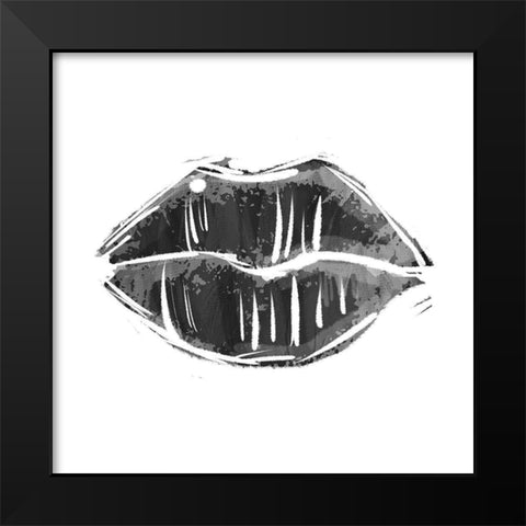 Black Lips Black Modern Wood Framed Art Print by Villa, Mlli