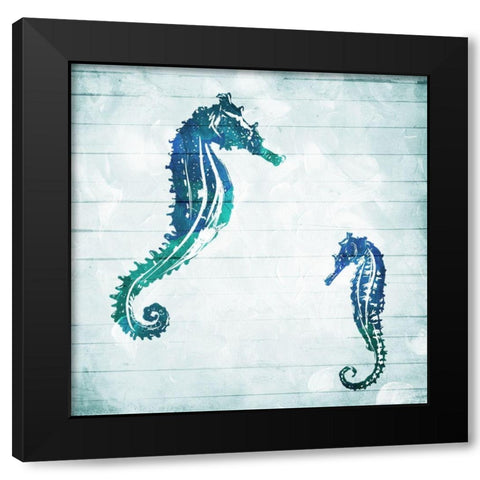 Horses In The Sea Black Modern Wood Framed Art Print with Double Matting by Villa, Mlli