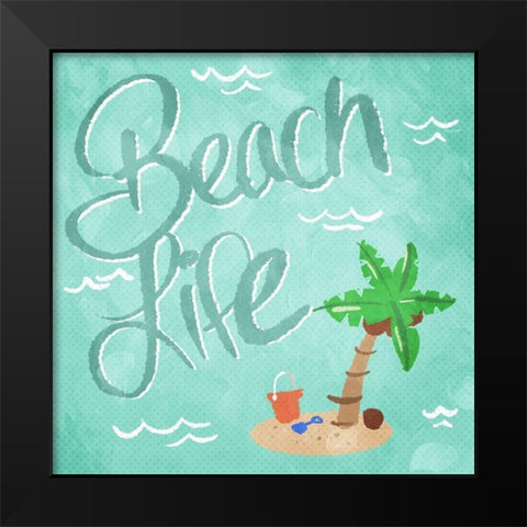 Beach Life Black Modern Wood Framed Art Print by Villa, Mlli