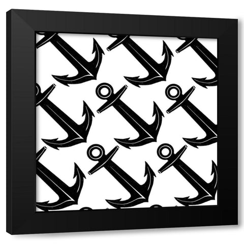 Anchors Black Modern Wood Framed Art Print with Double Matting by Villa, Mlli