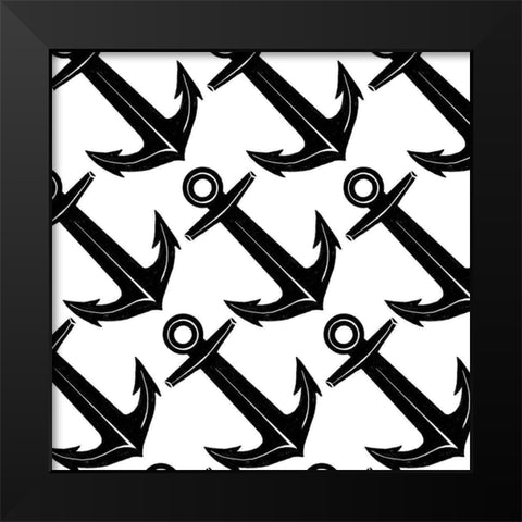 Anchors Black Modern Wood Framed Art Print by Villa, Mlli
