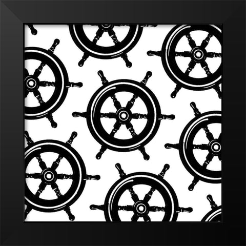 Steering Wheels Black Modern Wood Framed Art Print by Villa, Mlli