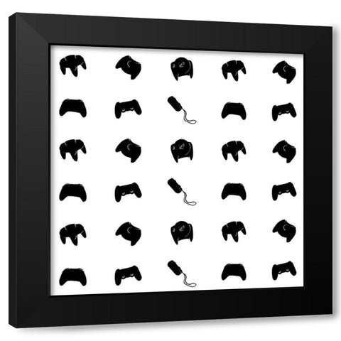 Gamer Pattern Black Modern Wood Framed Art Print by Villa, Mlli