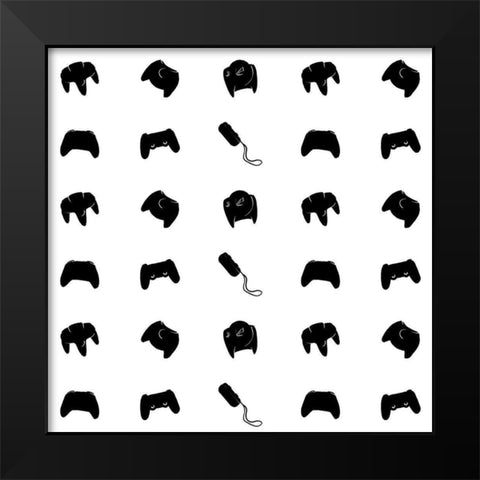 Gamer Pattern Black Modern Wood Framed Art Print by Villa, Mlli