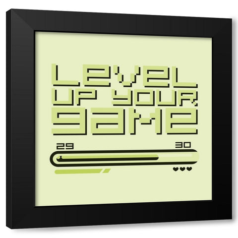 Level Up Retro Black Modern Wood Framed Art Print with Double Matting by Villa, Mlli
