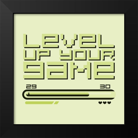 Level Up Retro Black Modern Wood Framed Art Print by Villa, Mlli