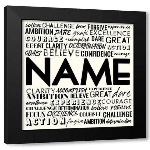 Full Of Inspirational Words Black Modern Wood Framed Art Print by Villa, Mlli