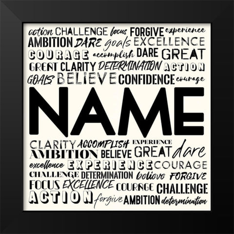 Full Of Inspirational Words Black Modern Wood Framed Art Print by Villa, Mlli