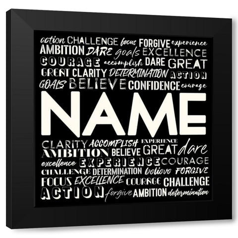 Full Of Inspirational Words Reverse Black Modern Wood Framed Art Print by Villa, Mlli