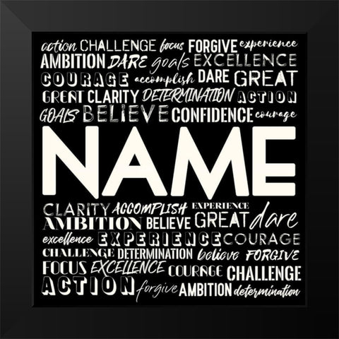 Full Of Inspirational Words Reverse Black Modern Wood Framed Art Print by Villa, Mlli