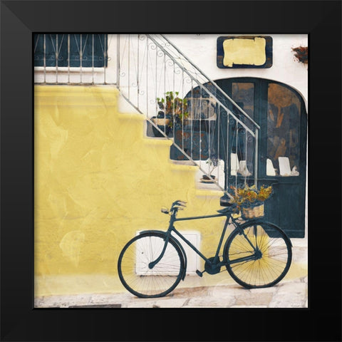 Steps In Yellow Black Modern Wood Framed Art Print by Villa, Mlli