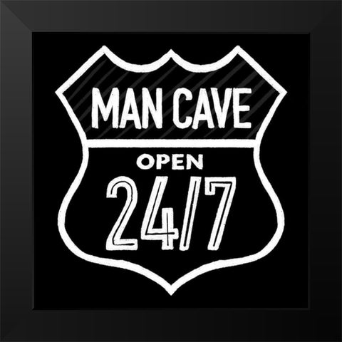 Open Man Cave Black Modern Wood Framed Art Print by Villa, Mlli