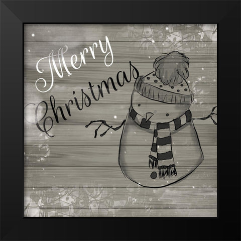 ChristmAs Black And White Black Modern Wood Framed Art Print by Fraser, Orane