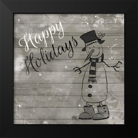 ChristmAs Black And White Black Modern Wood Framed Art Print by Fraser, Orane