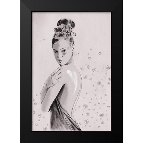 Shes A Flower Too Black Modern Wood Framed Art Print by OnRei