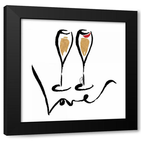 Love Champagne Black Modern Wood Framed Art Print with Double Matting by OnRei