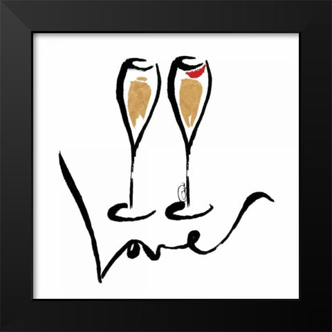 Love Champagne Black Modern Wood Framed Art Print by OnRei
