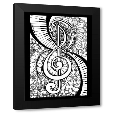 Treble Clef Garden Black Modern Wood Framed Art Print with Double Matting by Pearson, Debbie