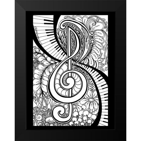 Treble Clef Garden Black Modern Wood Framed Art Print by Pearson, Debbie