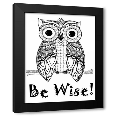 Be Wise Owl Black Modern Wood Framed Art Print with Double Matting by Pearson, Debbie