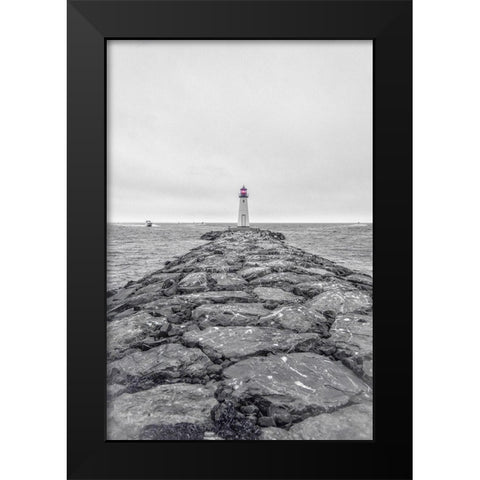 Patchogue Lighthouse Black Modern Wood Framed Art Print by DeLuca, Pat