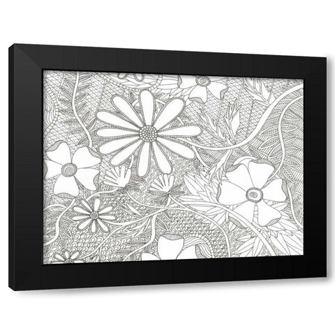 Wild Daisys Less Black Modern Wood Framed Art Print by Varacek, Pam