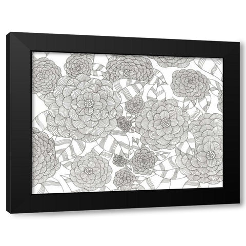 Wild Hydrangeas Less Black Modern Wood Framed Art Print with Double Matting by Varacek, Pam