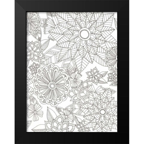 Floral Garden Black Modern Wood Framed Art Print by Varacek, Pam